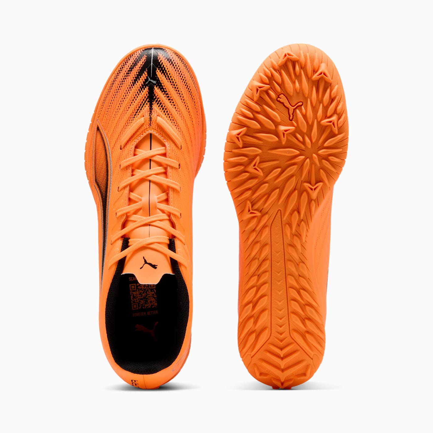 ULTRA 6 PLAY TT Heat Fire-PUMA Black-Glo - Top View and Outsole