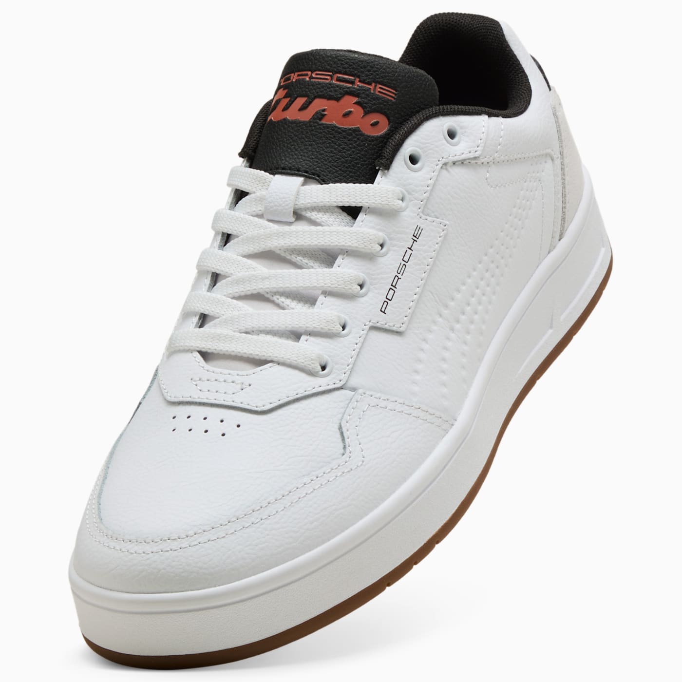 PL Court Classic Lux Men's Shoes - PUMA White - Angled Studio / Lifestyle Shot