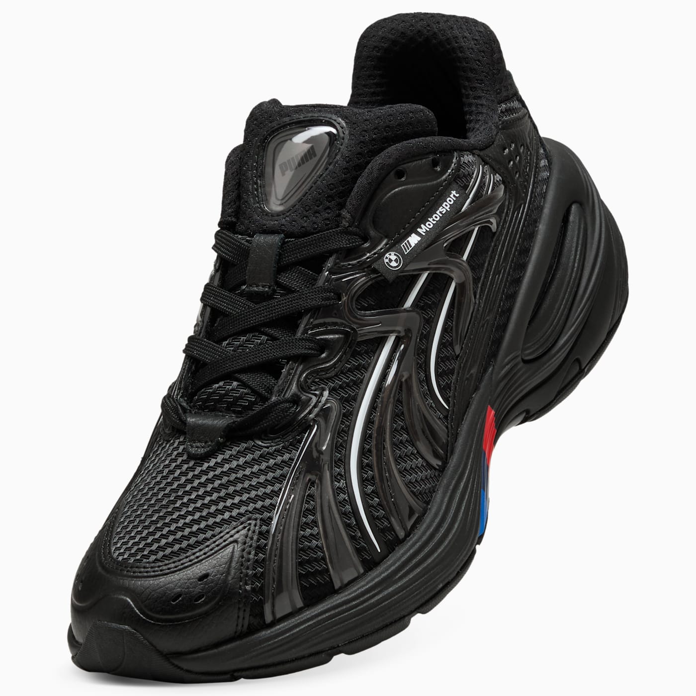 BMW MMS Inverse Men's Shoes - PUMA Black-PUMA White - Angled Studio / Lifestyle Shot