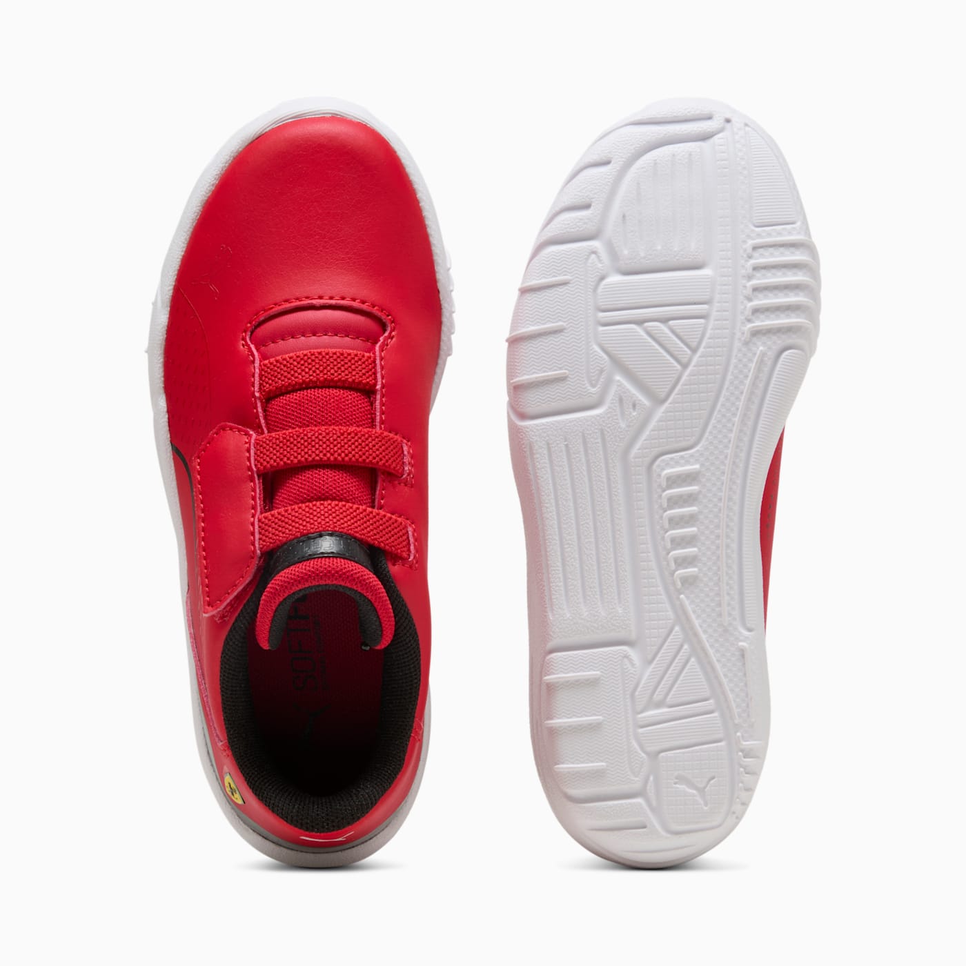 Ferrari Drift Cat 11 AC+ Kids' Shoes - Rosso Corsa-P - Top View and Outsole