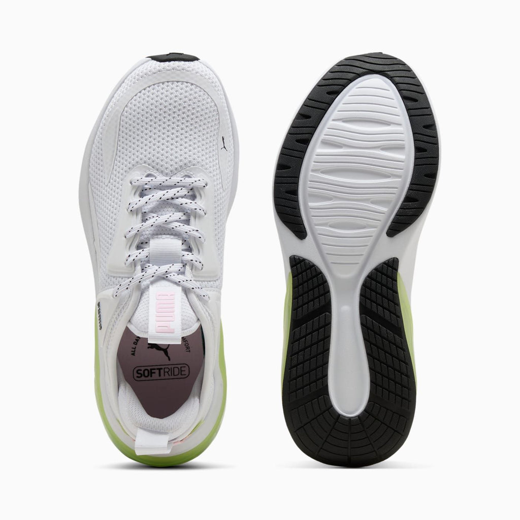 Cell Thrill Women's Shoes - PUMA White-Apple Spritz-Pear - Top View and Outsole