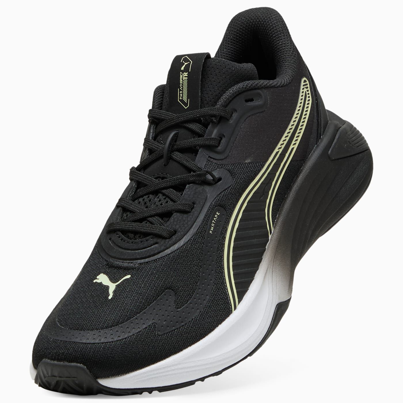 PWR Hybrid TR Men's Shoes - PUMA White-Apple Spritz-PU - Angled Studio / Lifestyle Shot