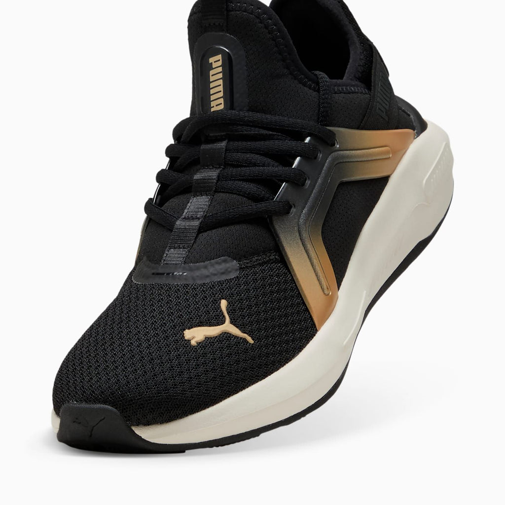 Softride Enzo 5 Metallic Women's Shoes - PUMA Black - Angled Studio / Lifestyle Shot