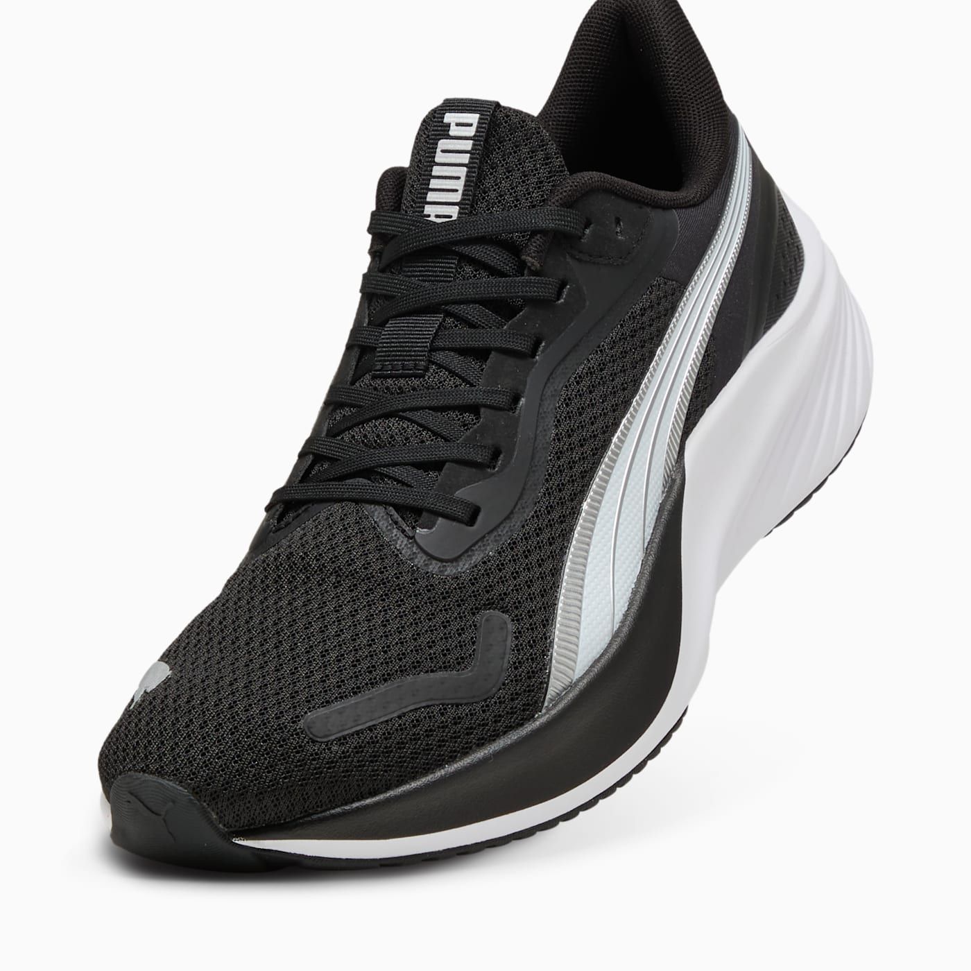 Pounce Lite Men's Shoes - PUMA Black-PUMA White - Angled Studio / Lifestyle Shot