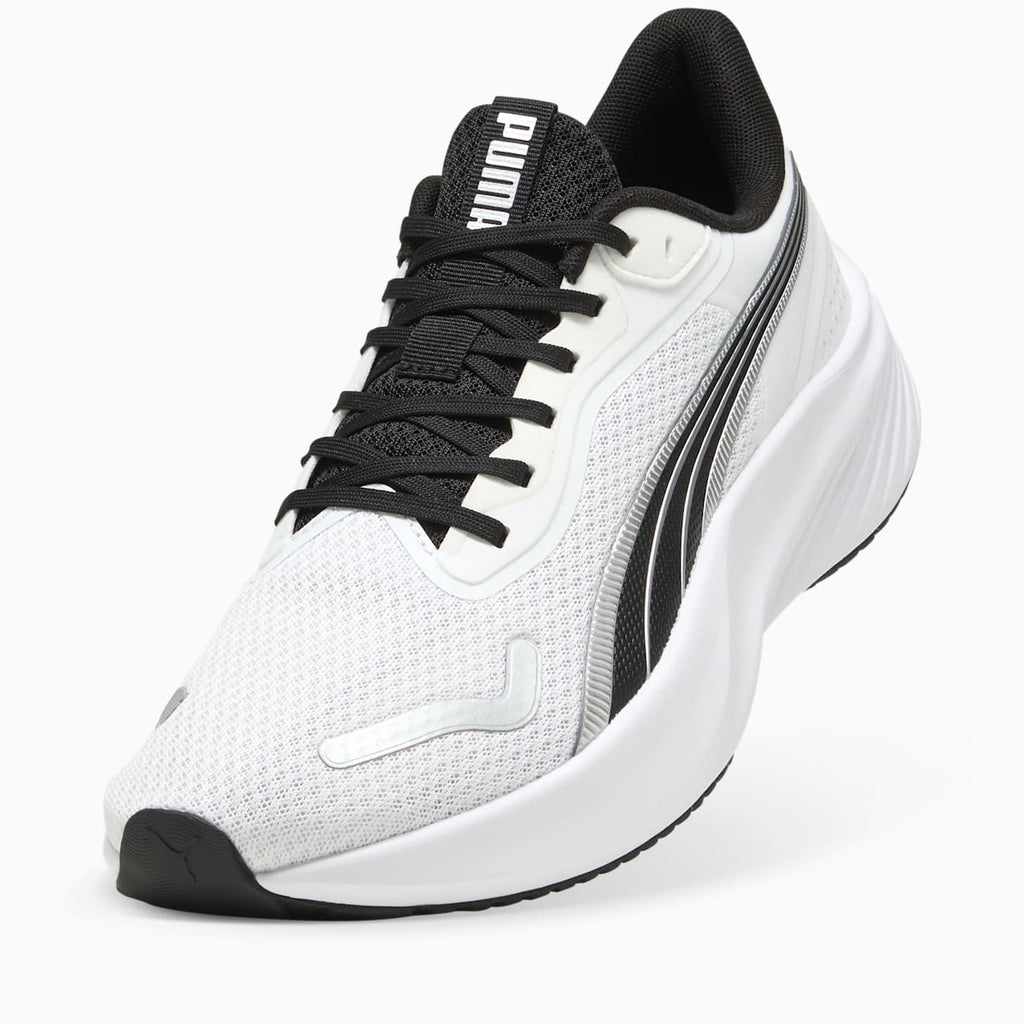 Pounce Lite Men's Shoes - PUMA White-PUMA Black - Angled Studio / Lifestyle Shot