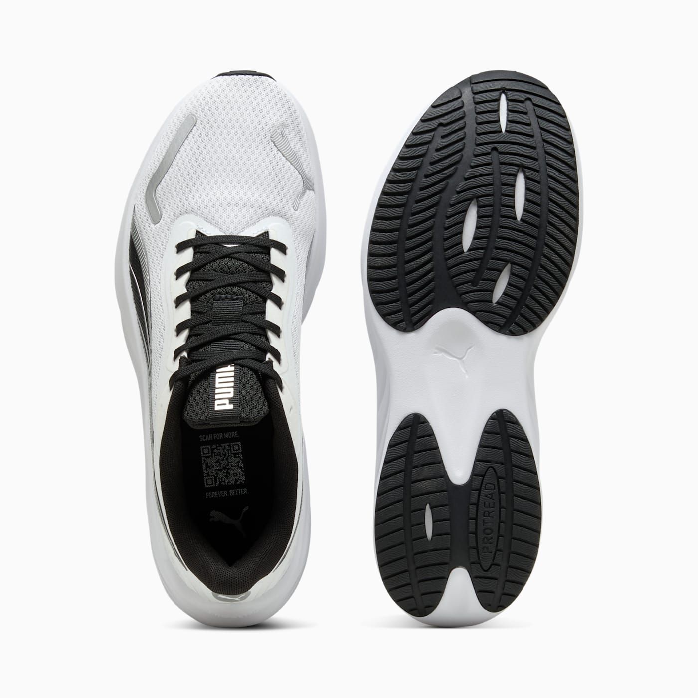 Pounce Lite Men's Shoes - PUMA White-PUMA Black - Top View and Outsole