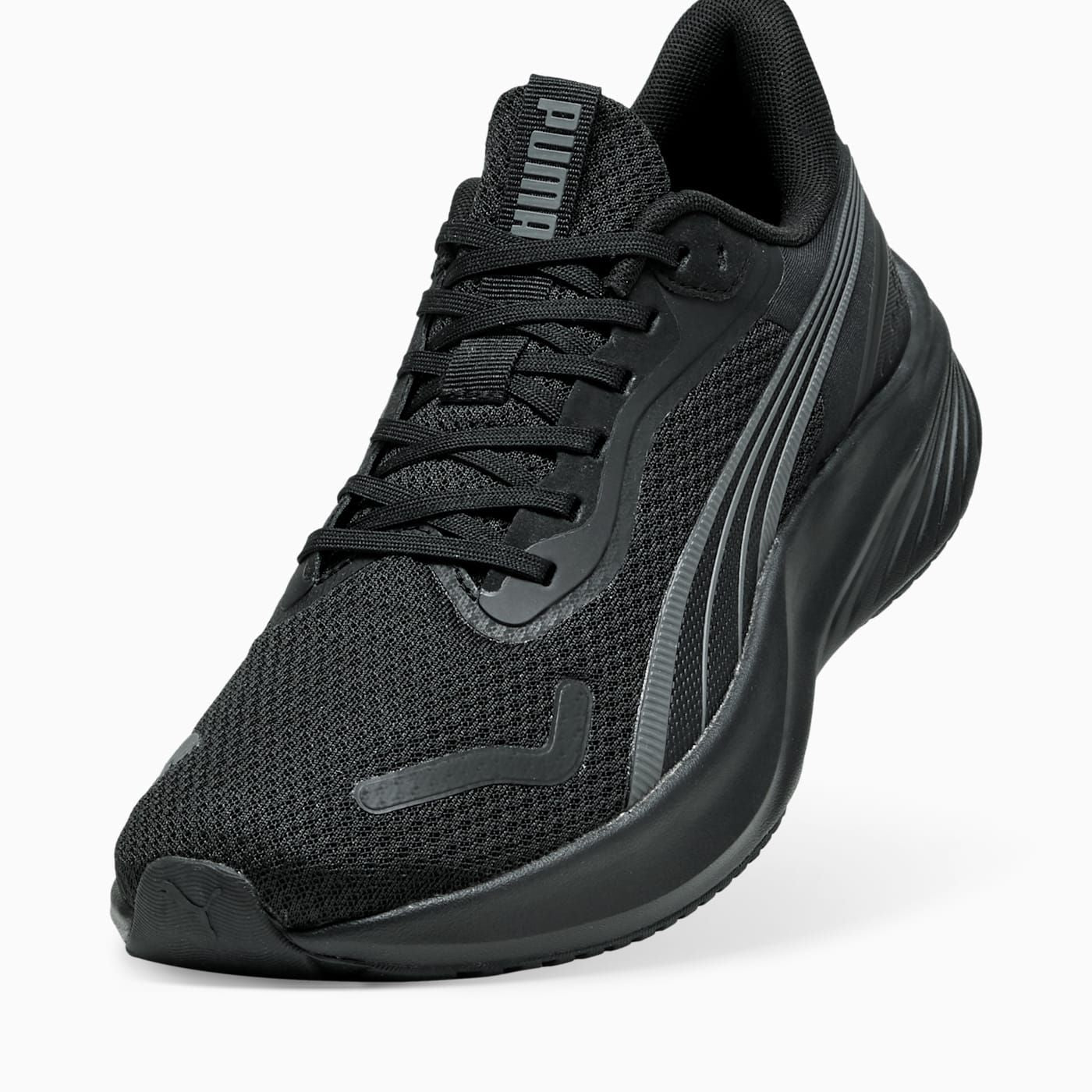 Pounce Lite Men's Shoes - PUMA Black-Cool Dark Gray - Angled Studio / Lifestyle Shot