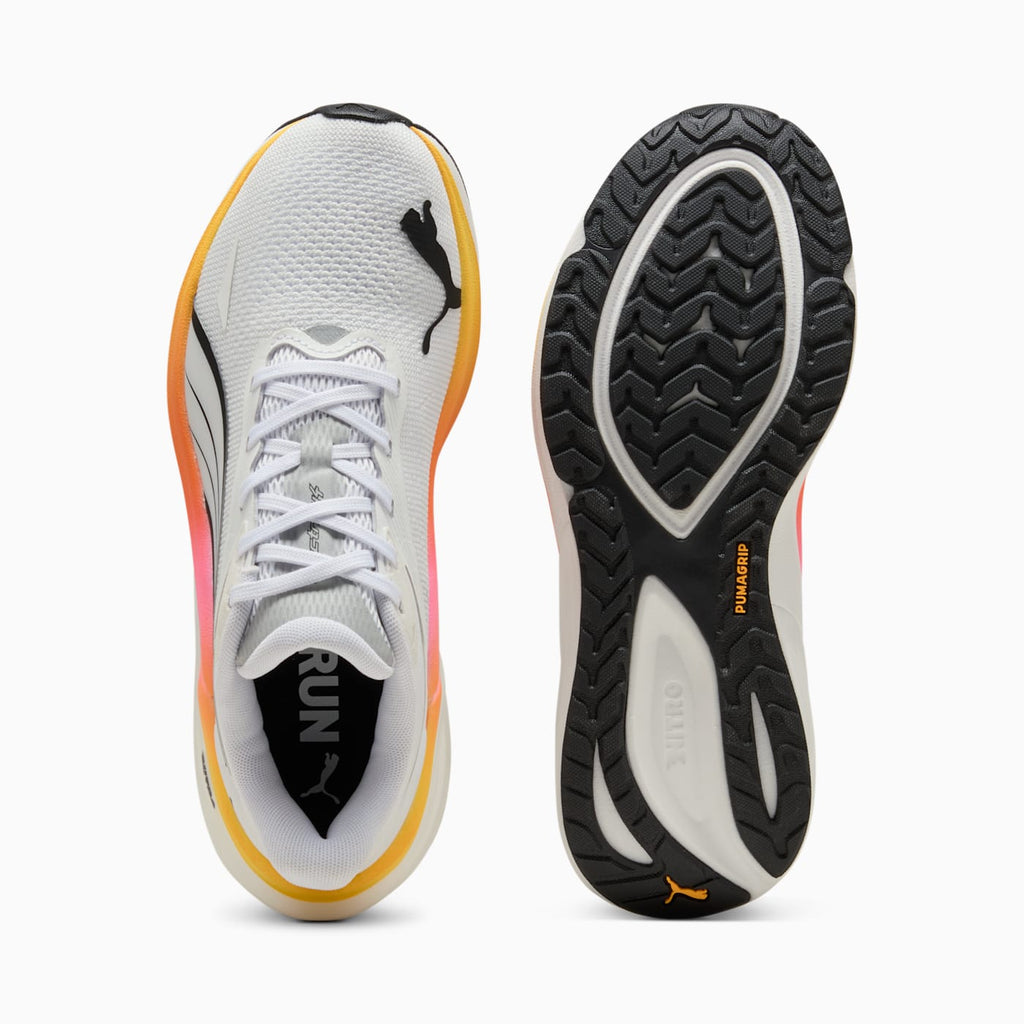 Electrify NITRO 4 Wn Women's Shoes - PUMA White-Sun Stre - Top View and Outsole