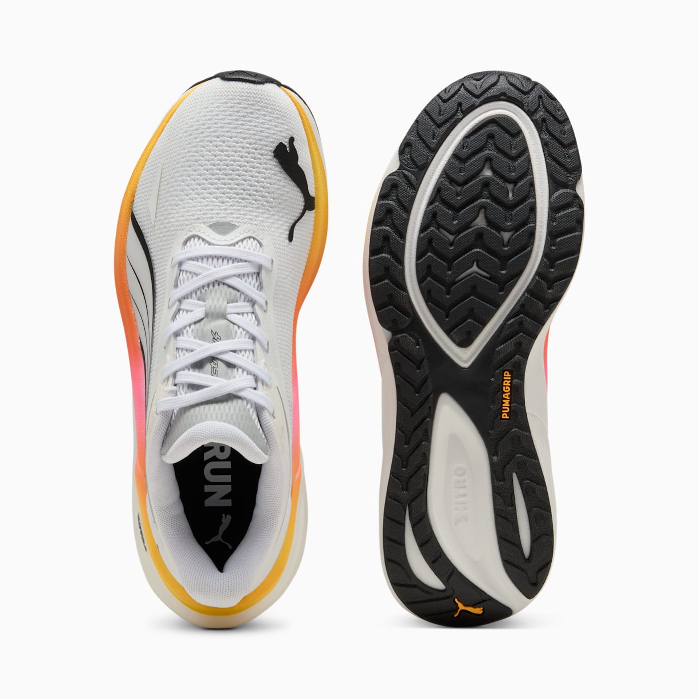 Electrify NITRO 4 Wn Women's Shoes - PUMA White-Sun Stre - Top View and Outsole