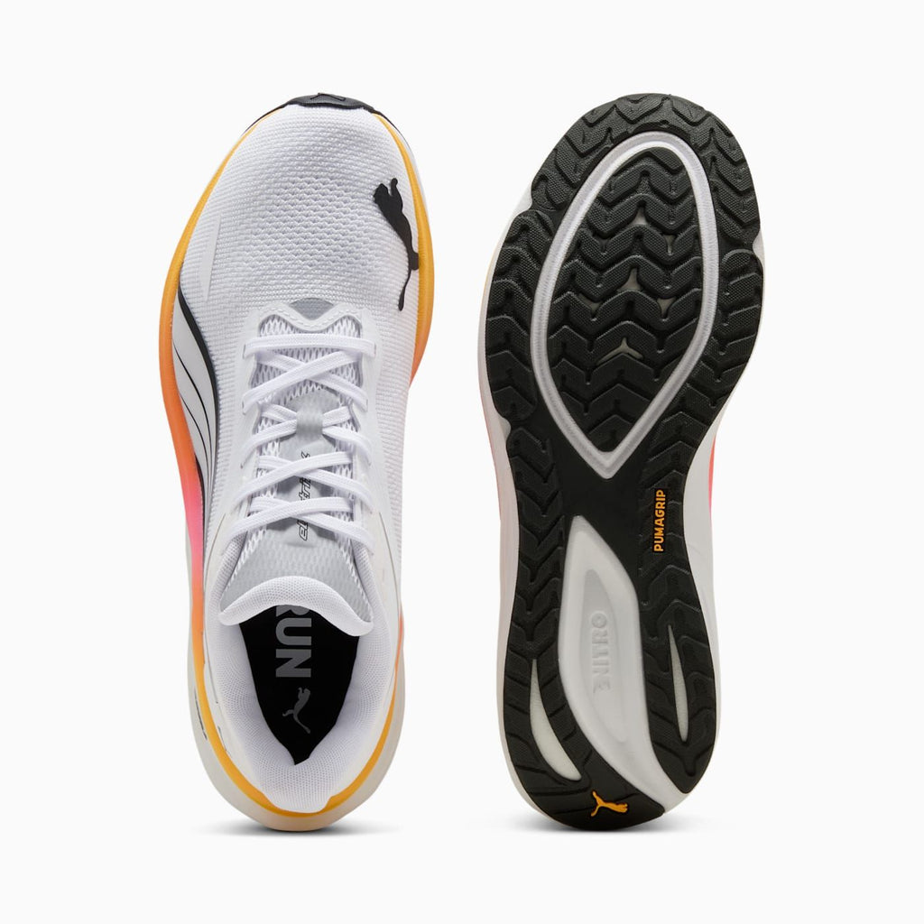 Electrify NITRO 4 Men's Shoes - PUMA White-Poison Pink - Top View and Outsole