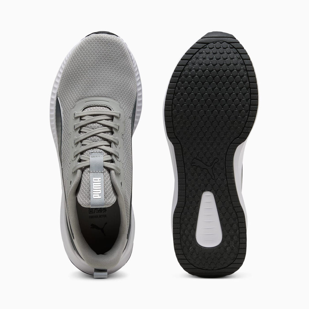Flyer Lite 3 Men's Shoes - Gray Echo-Shadow Gray-PUMA - Top View and Outsole