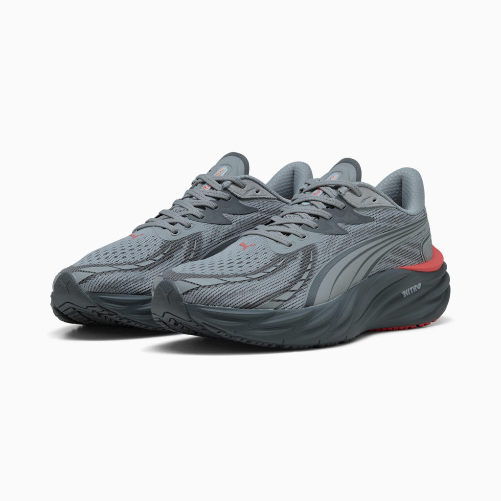 Velocity NITRO 4 Men's Shoes - Gray Echo-Red Glamour - Clean Studio Shot