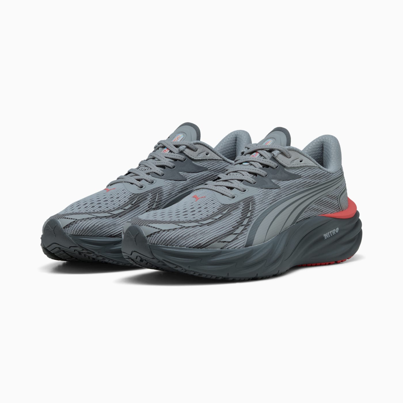 Velocity NITRO 4 Men's Shoes - Gray Echo-Red Glamour - Clean Studio Shot