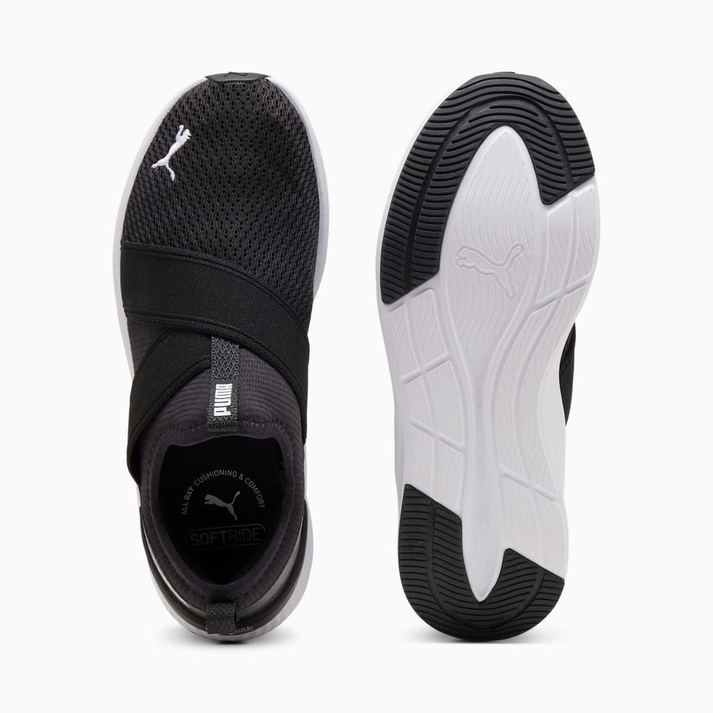 Softride Harli Slip on Women's Shoes - PUMA Black-PU - Top View and Outsole