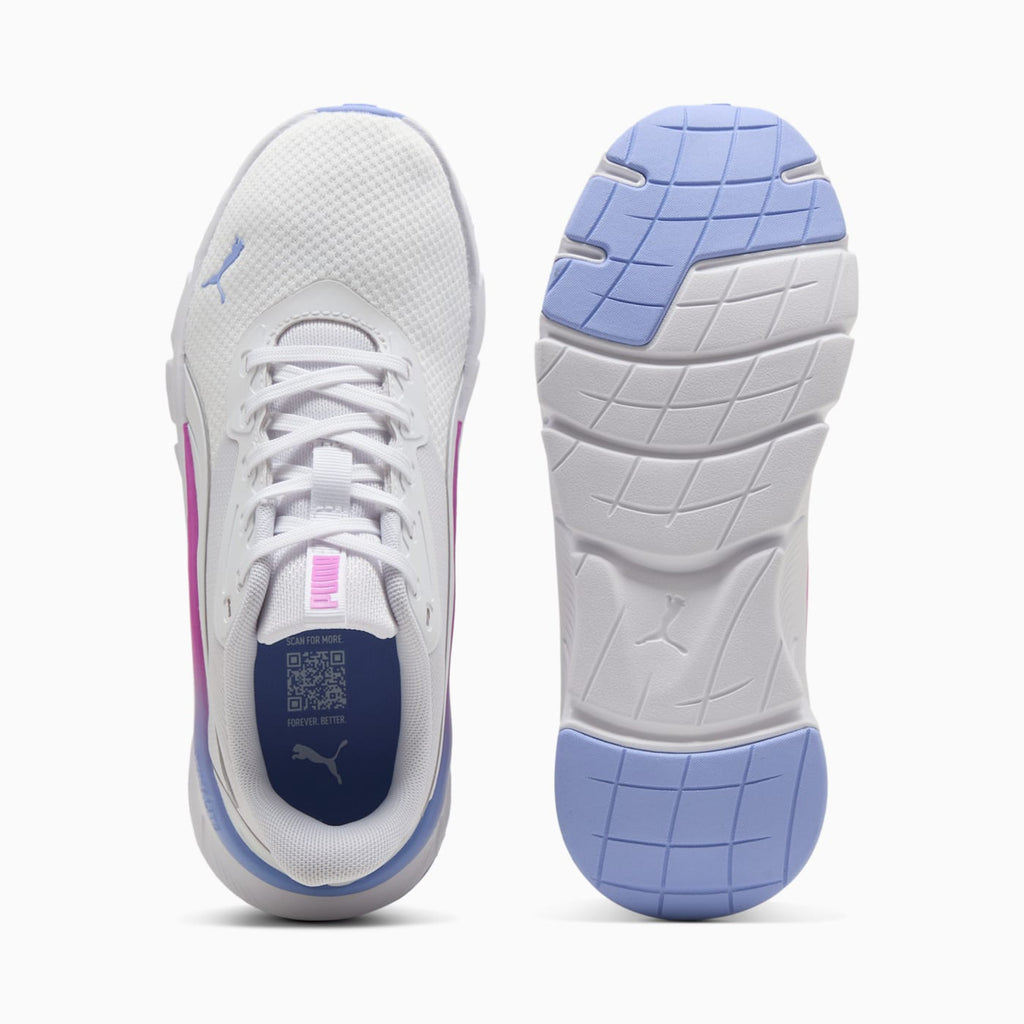 Flexfocus Lite Modern Woven Women's Shoes - PUMA White-E - Top View and Outsole