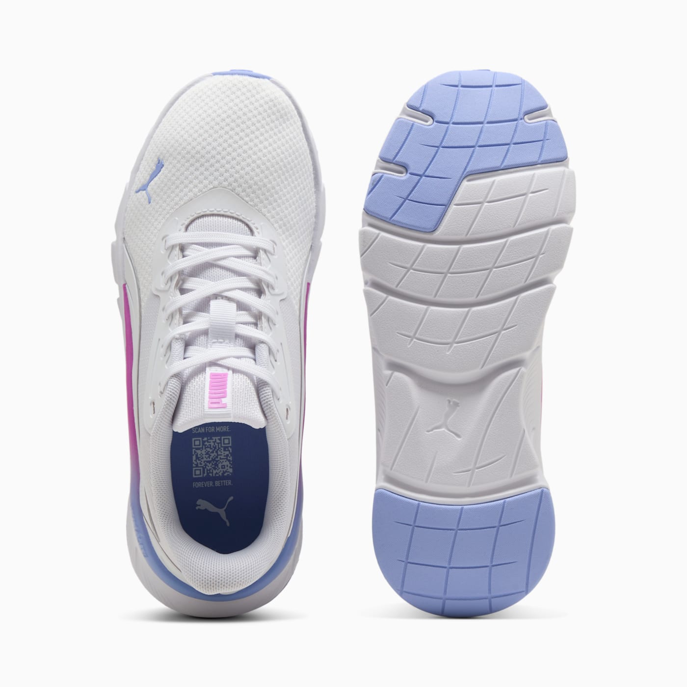 Flexfocus Lite Modern Woven Women's Shoes - PUMA White-E - Top View and Outsole
