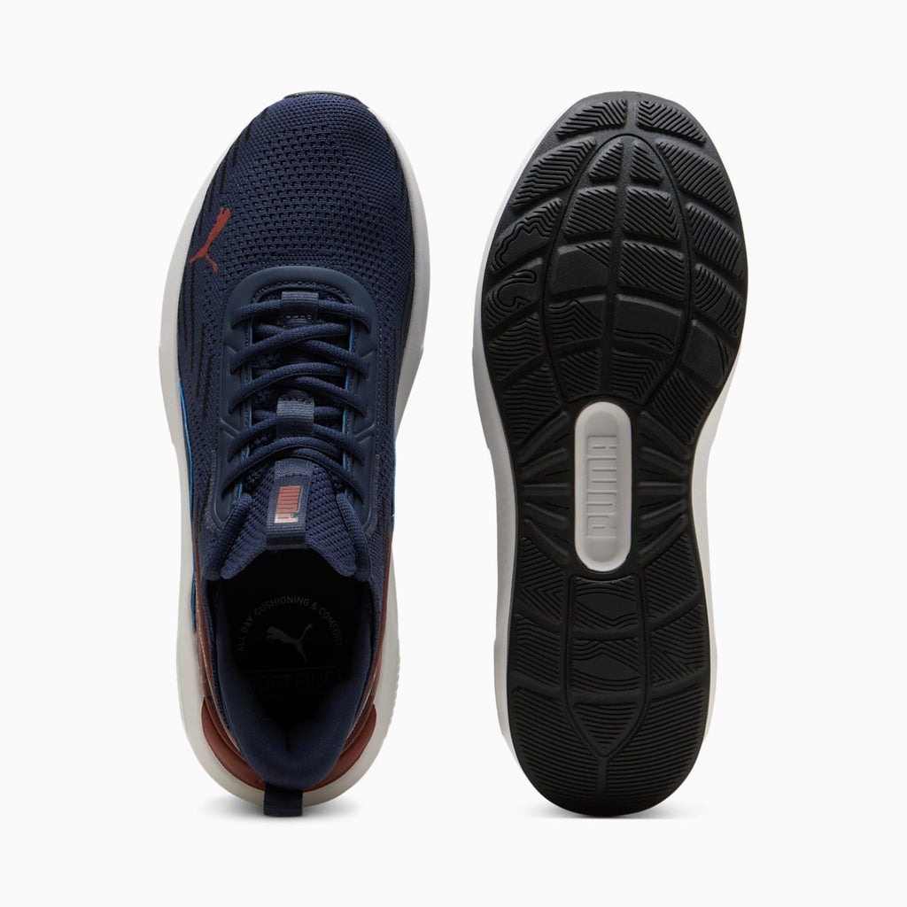 Softride Enzo 5 Hype Men's Shoes - PUMA Navy-Bordeaux - Top View and Outsole