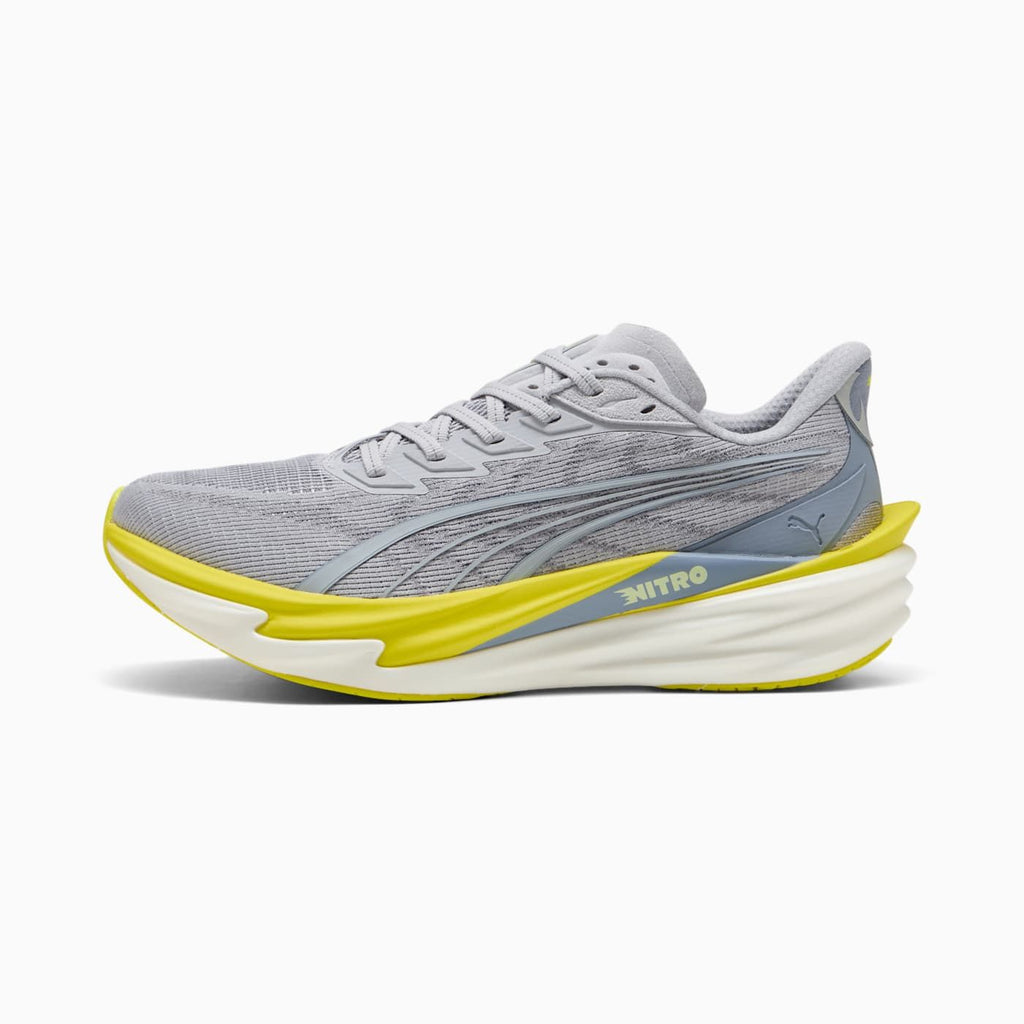 Deviate NITRO 4 Men's Shoes - Vibrant Silver-Lux Lime - Side Profile - Lateral