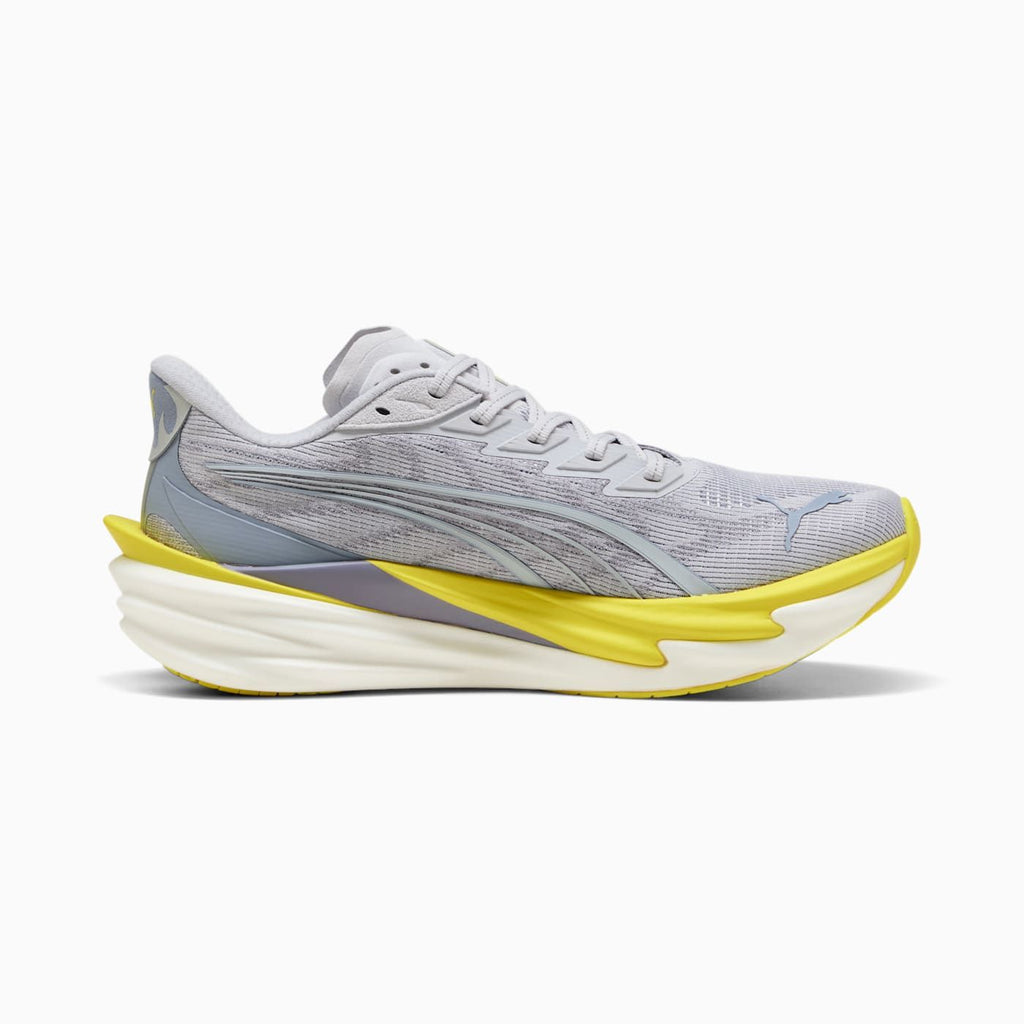 Deviate NITRO 4 Men's Shoes - Vibrant Silver-Lux Lime - Side Profile - Medial
