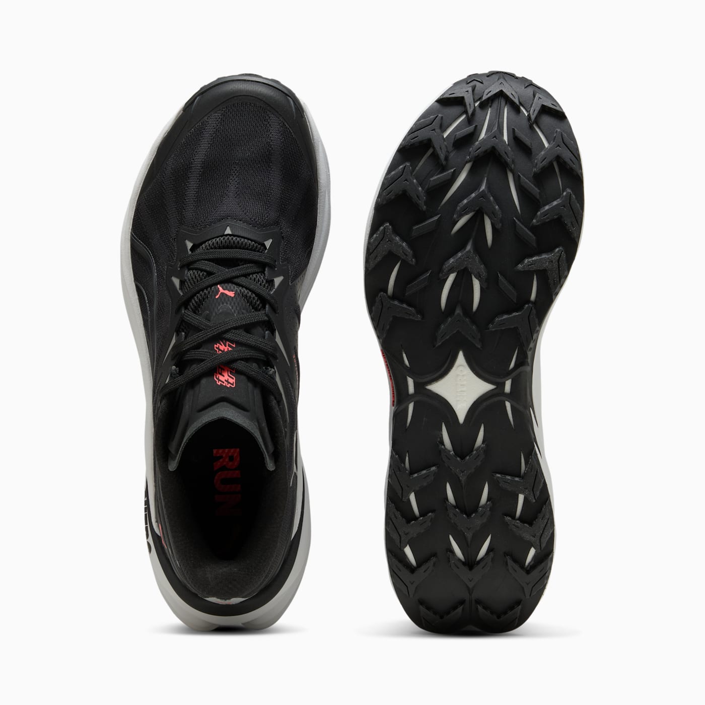 Fast-Trac NITRO 4 Men's Shoes - PUMA Black-Cast Iron-R - Top View and Outsole