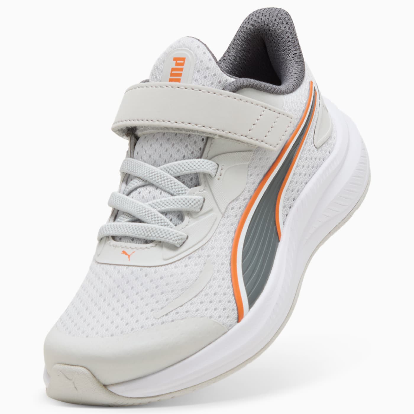 Skyrocket 2 AC+ Kids' Shoes - Glacial Gray-PUMA Whi - Angled Studio / Lifestyle Shot
