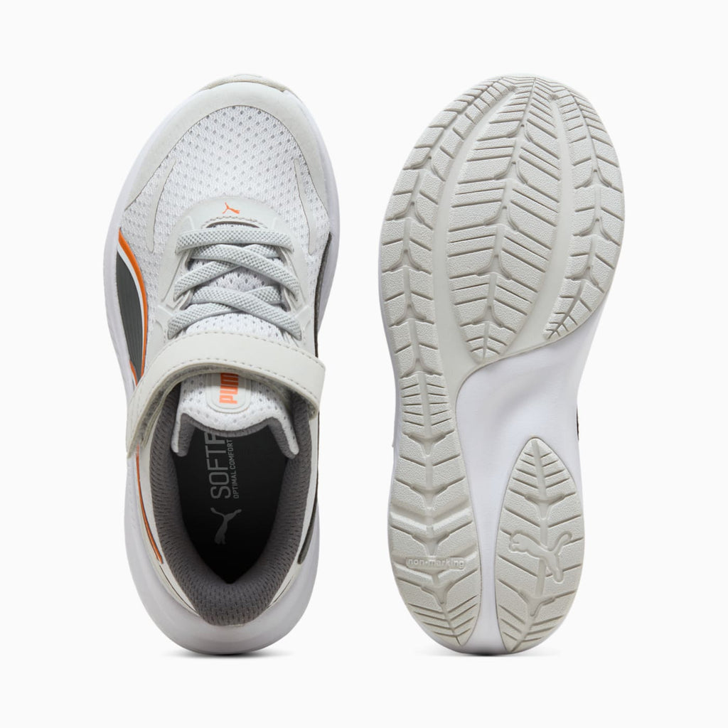 Skyrocket 2 AC+ Kids' Shoes - Glacial Gray-PUMA Whi - Top View and Outsole