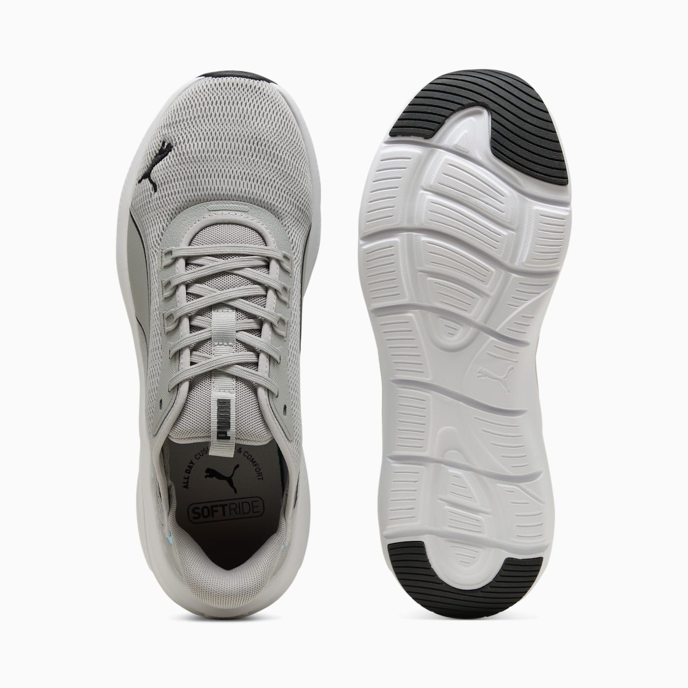 Softride Exo Flex Men's Shoes - Gray Echo-PUMA Black-P - Top View and Outsole