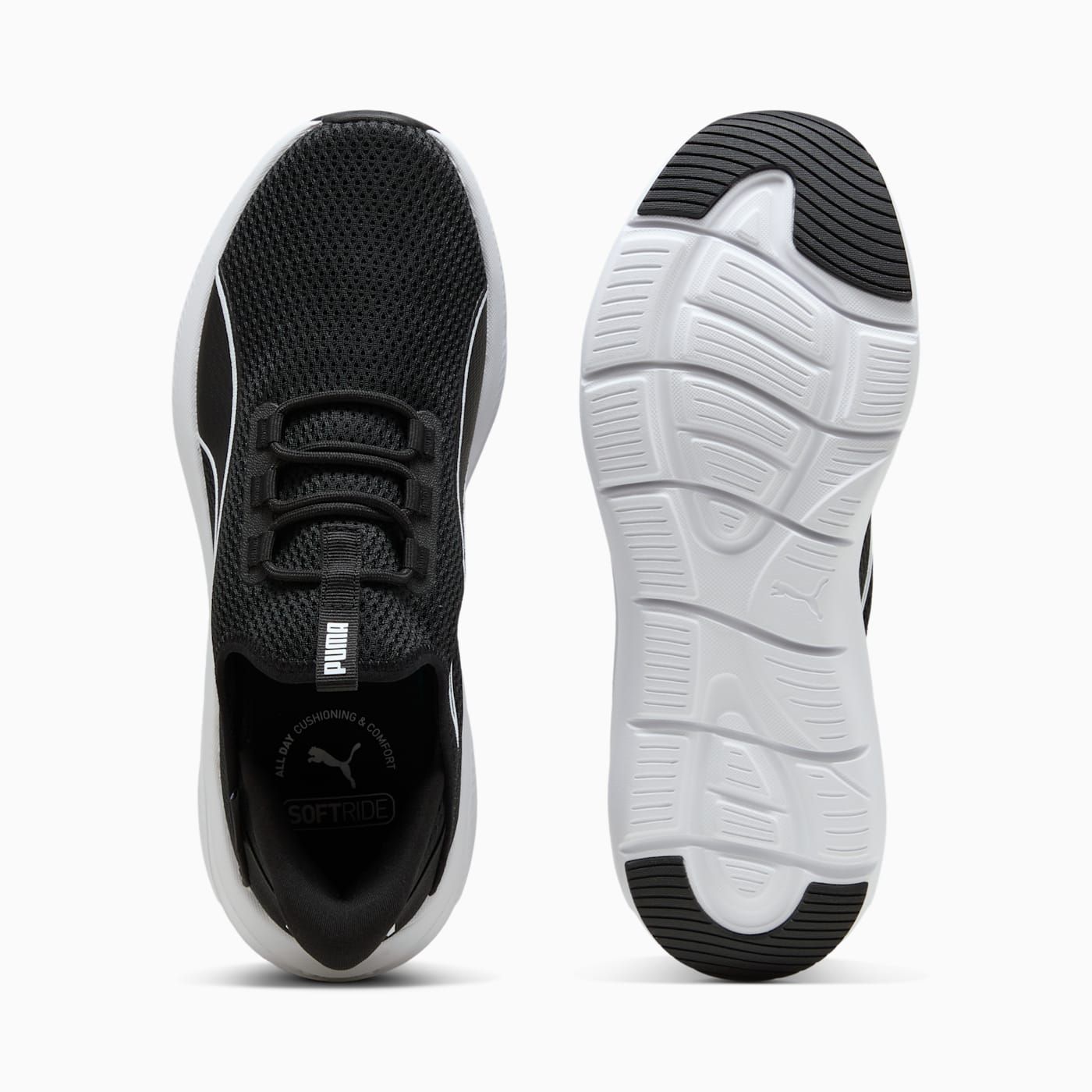 Softride Exo Flex Sliptech Men's Shoes - PUMA Black-PU - Top View and Outsole
