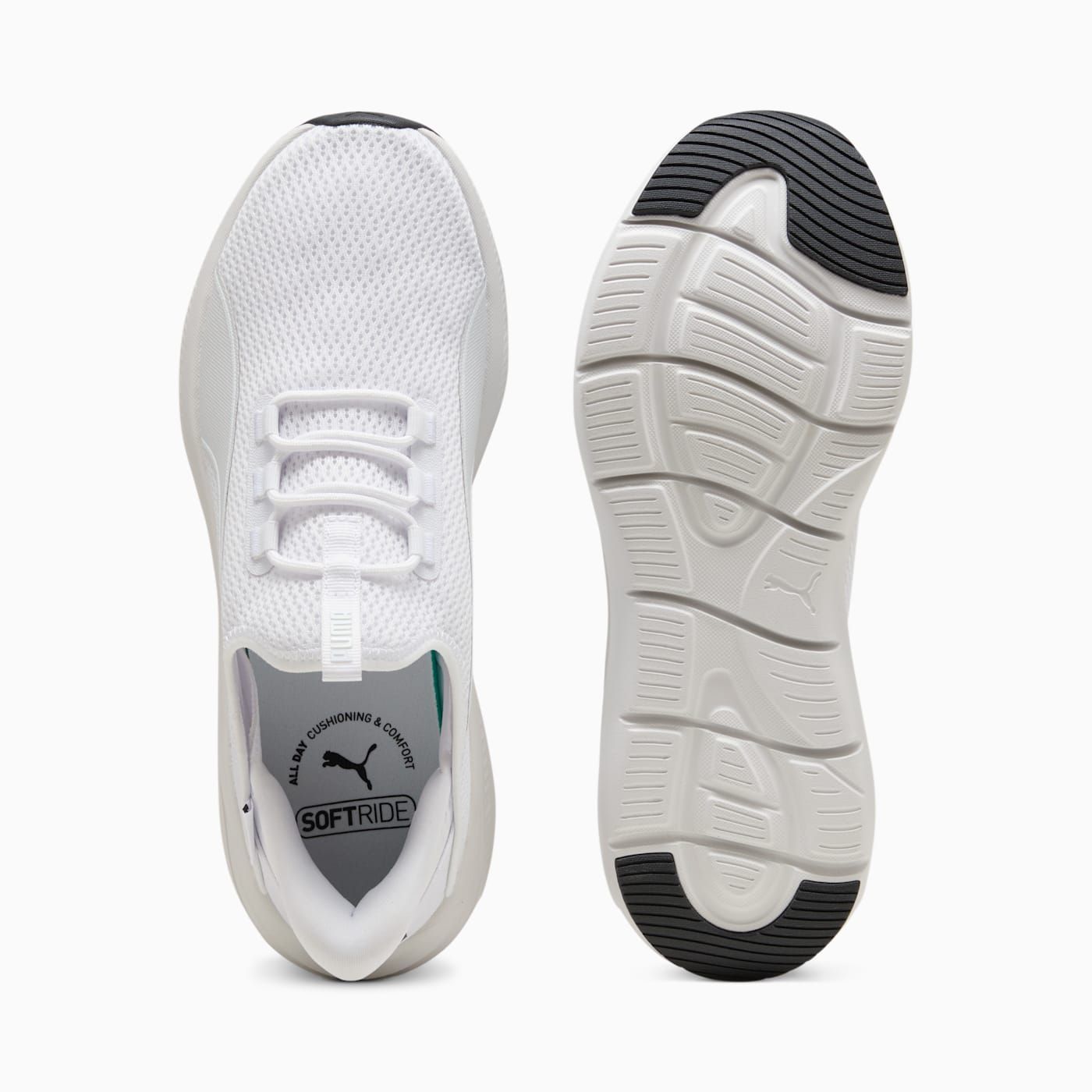 Softride Exo Flex Sliptech Men's Shoes - PUMA White-PU - Top View and Outsole