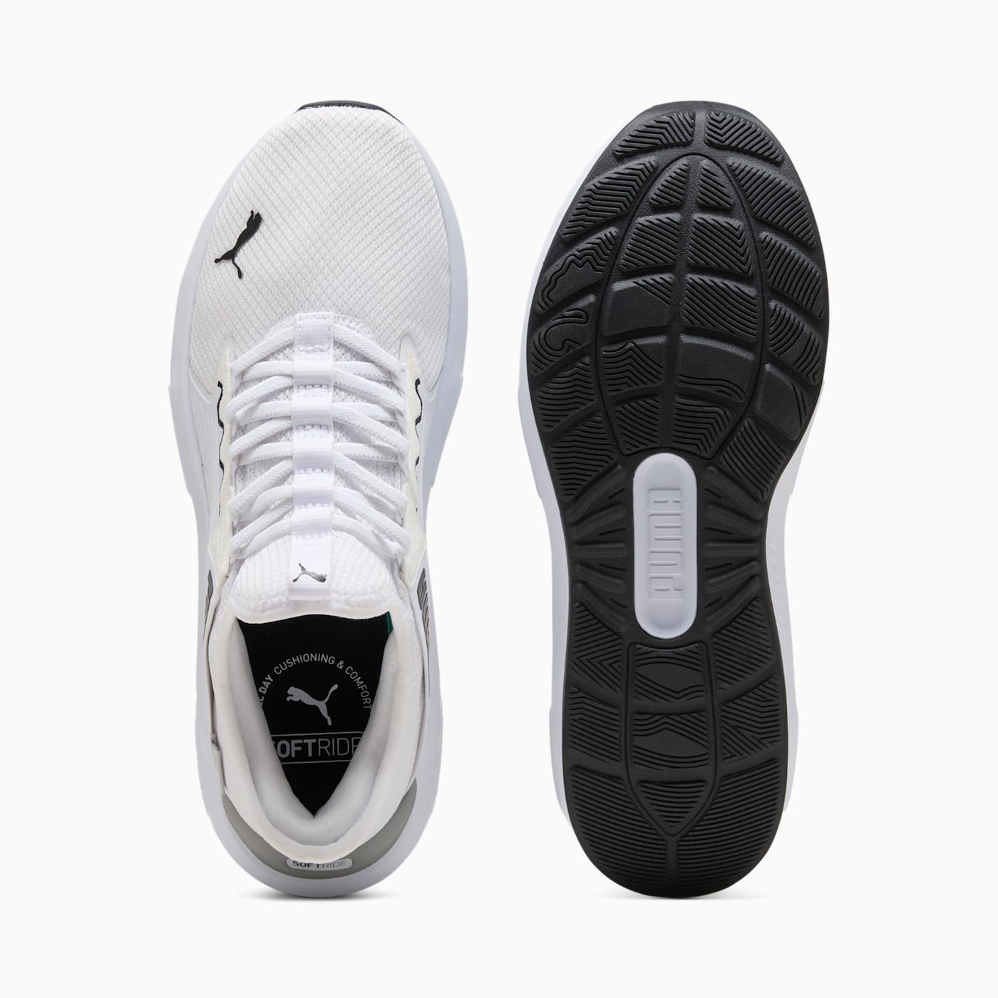 Softride Enzo 5 Slip Tech Men's Shoes - PUMA White-PUM - Top View and Outsole
