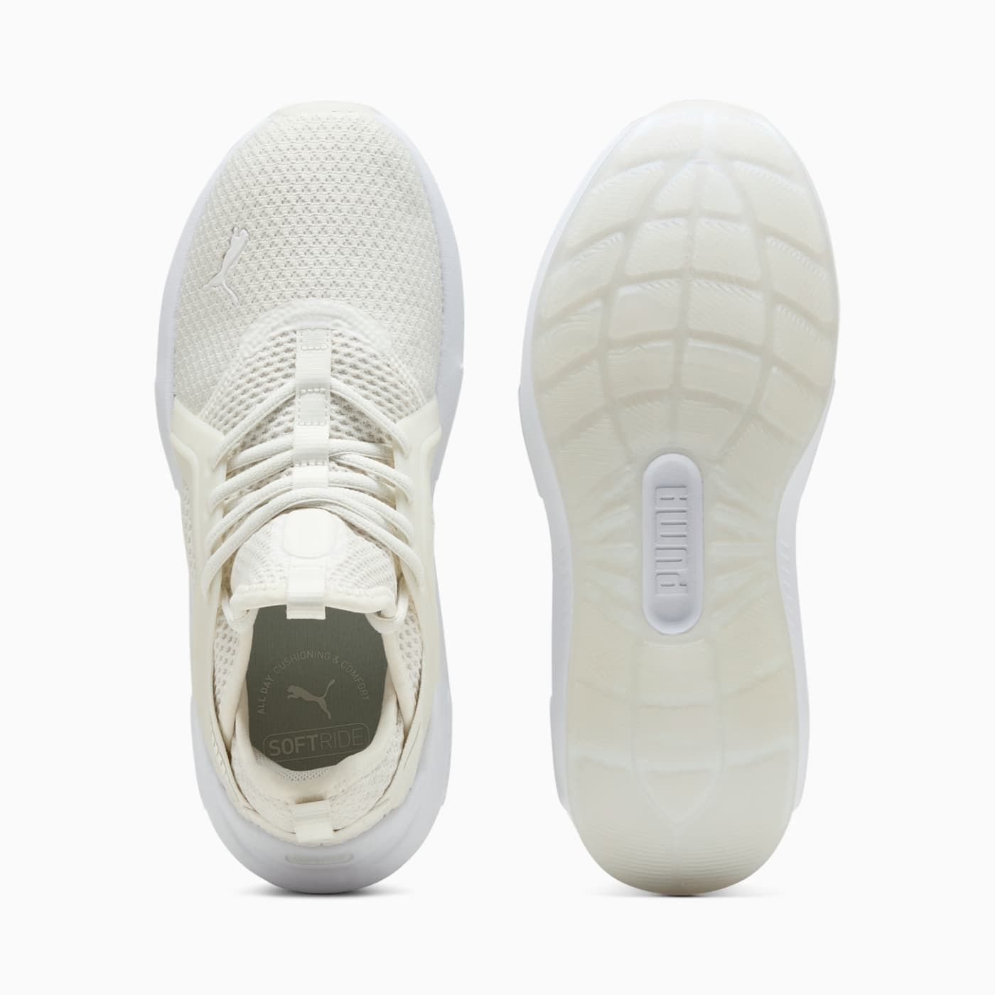 Softride Enzo 5 Shine Women's Shoes - Warm White-PUM - Top View and Outsole