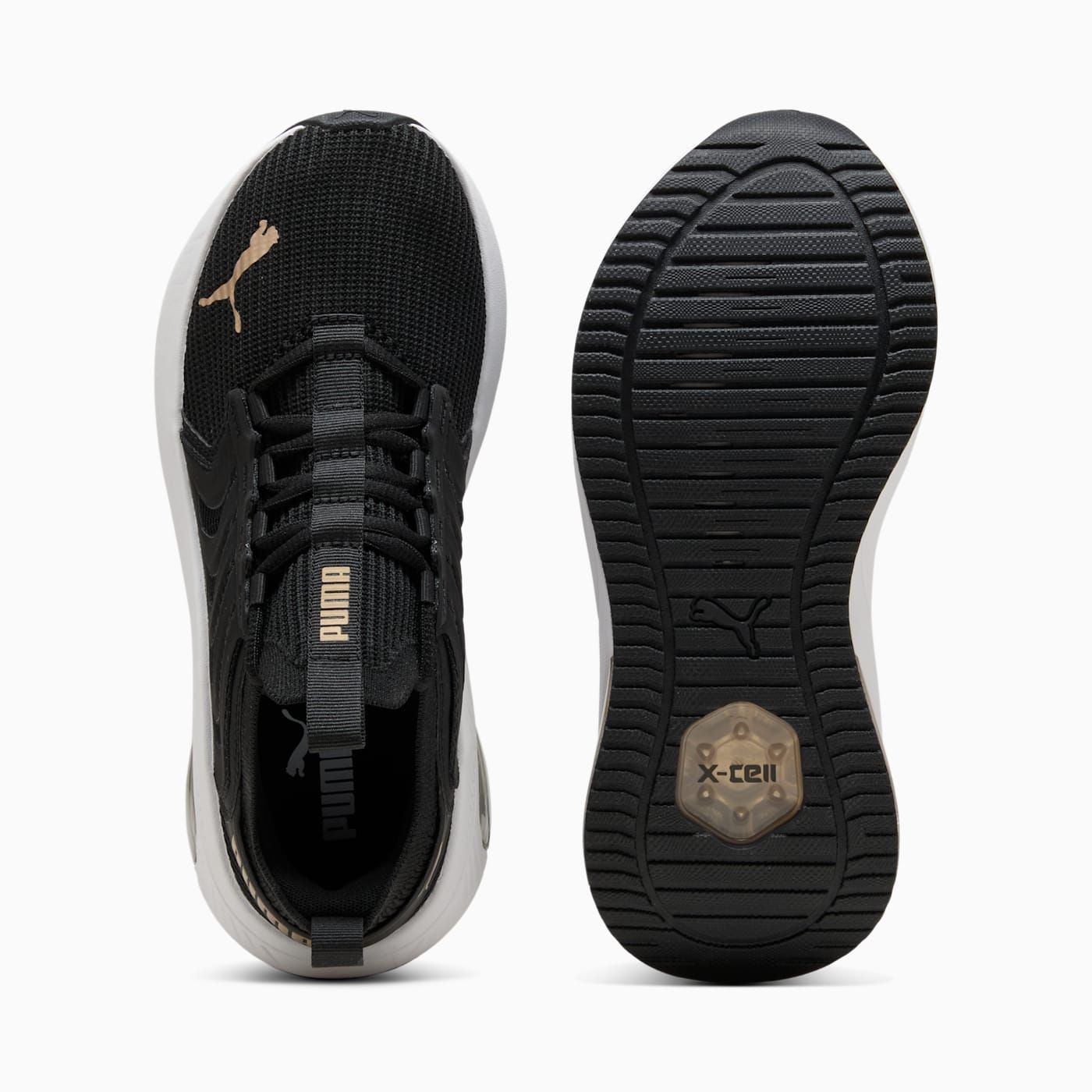 Ayro Street Women's Shoes - PUMA Black-PUMA Gold-PUMA Wh - Top View and Outsole