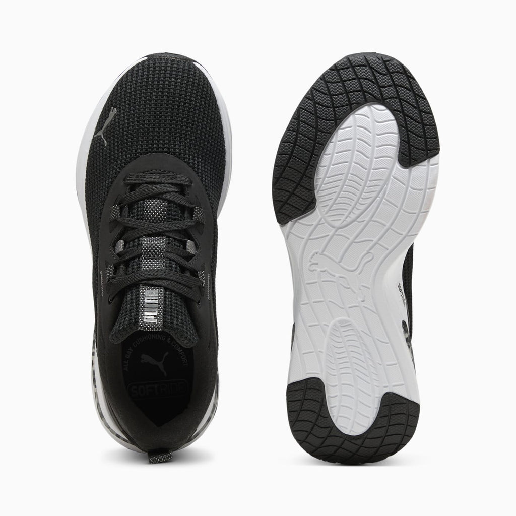 Softride Charm Animal Women's Shoes - PUMA Black-PUM - Top View and Outsole