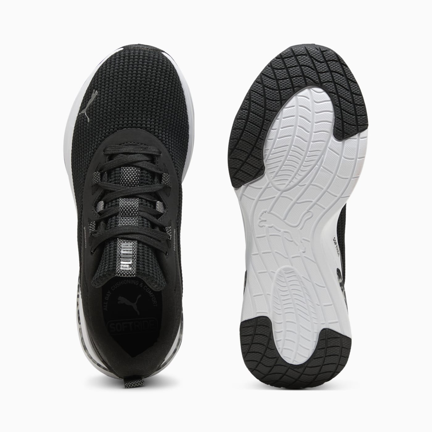 Softride Charm Animal Women's Shoes - PUMA Black-PUM - Top View and Outsole