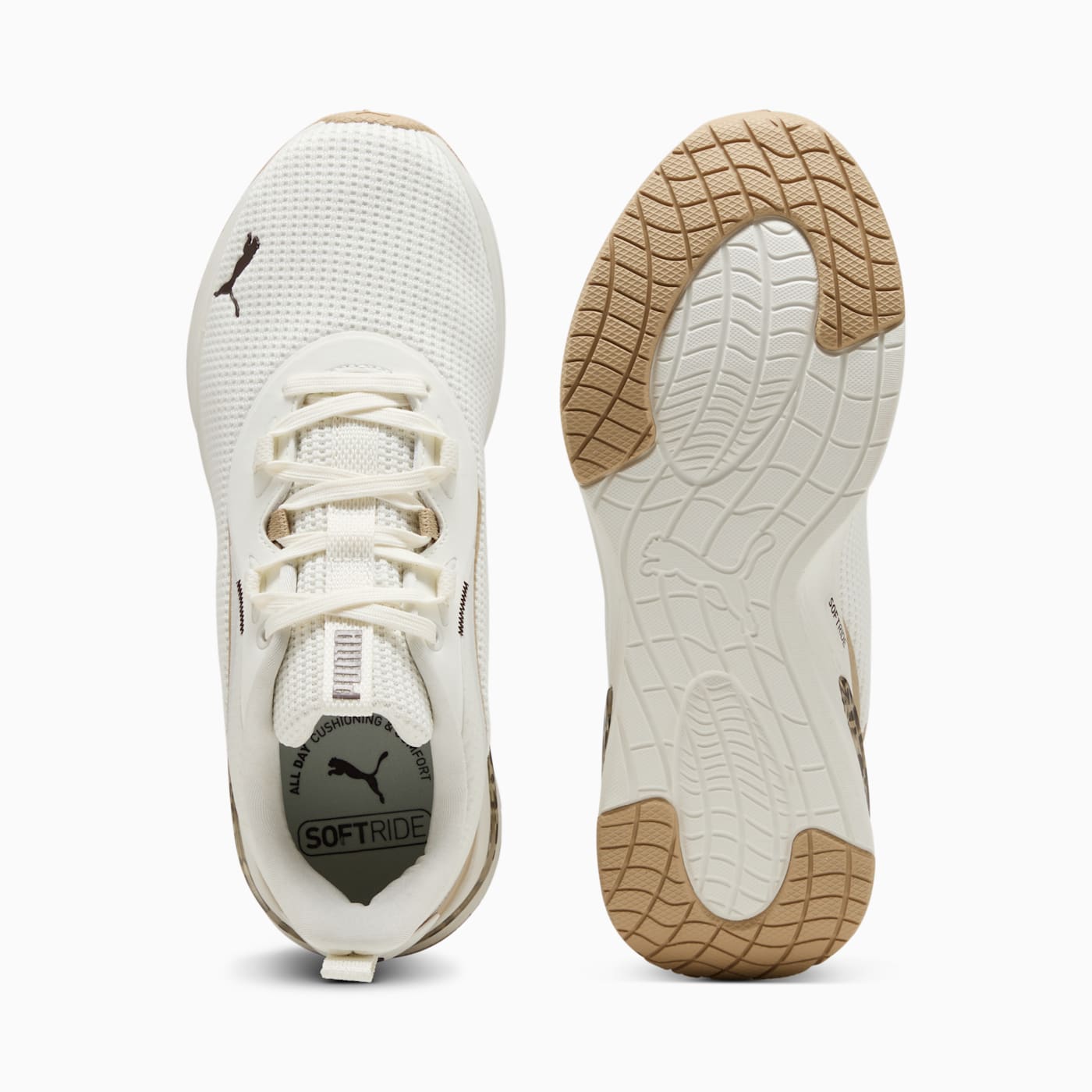 Softride Charm Animal Women's Shoes - Warm White-Cho - Top View and Outsole
