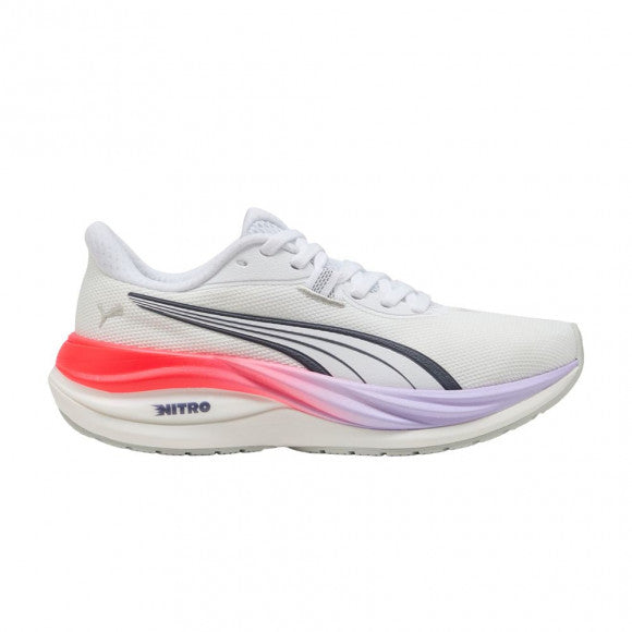 PUMA Electrify NITRO 5 Junior Running Shoes-White-Red-Lavender Depths view 1