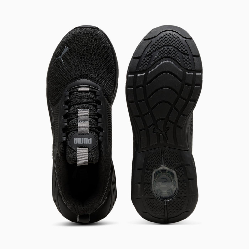 X-Cell Nova FS Men's Shoes - PUMA Black-Cool Dark Gray - Top View and Outsole