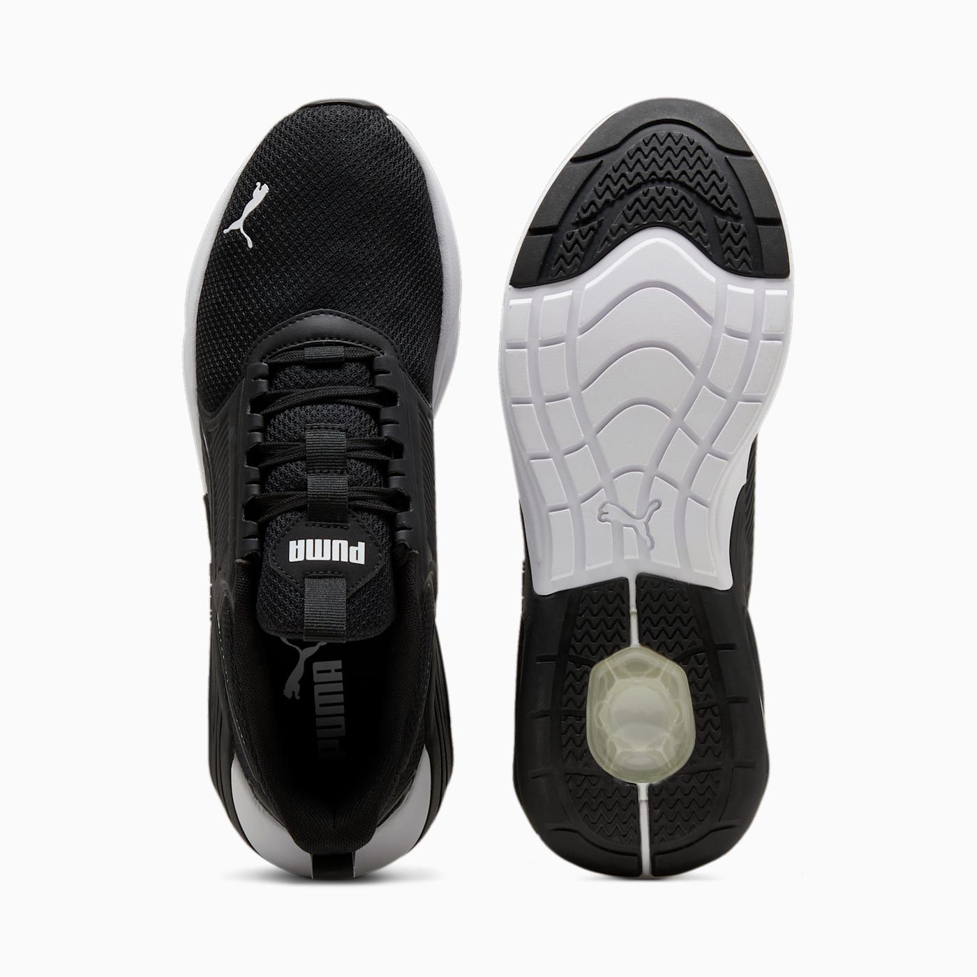X-Cell Nova FS Men's Shoes - PUMA Black-PUMA White - Top View and Outsole