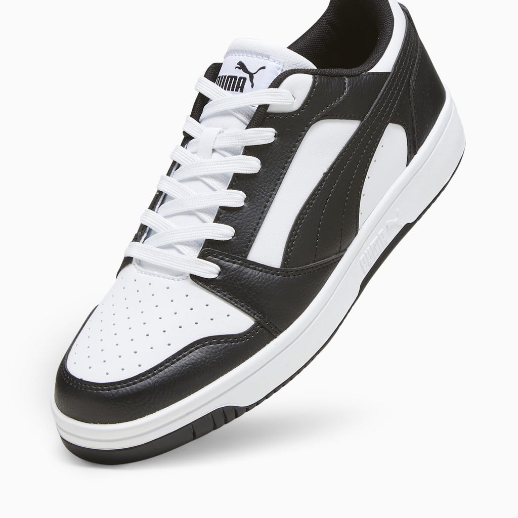 Rebound v6 Low PUMA White-PUMA Black-PUM - Angled Studio / Lifestyle Shot
