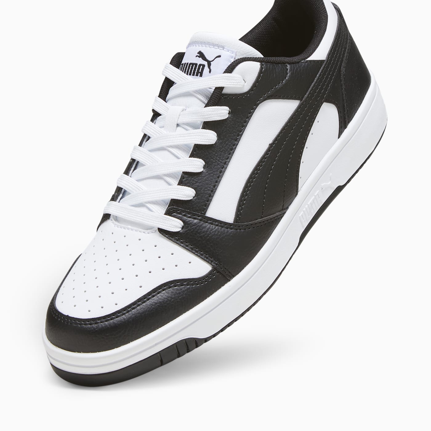 Rebound v6 Low PUMA White-PUMA Black-PUM - Angled Studio / Lifestyle Shot
