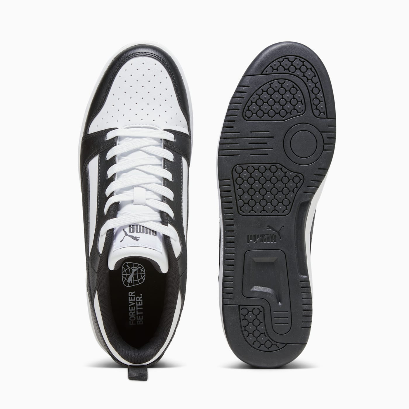 Rebound v6 Low PUMA White-PUMA Black-PUM - Top View and Outsole