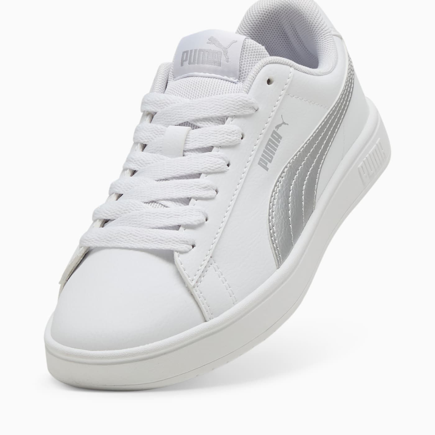 PUMA Rickie Classic Kids' Shoes - PUMA White-PUMA S - Angled Studio / Lifestyle Shot