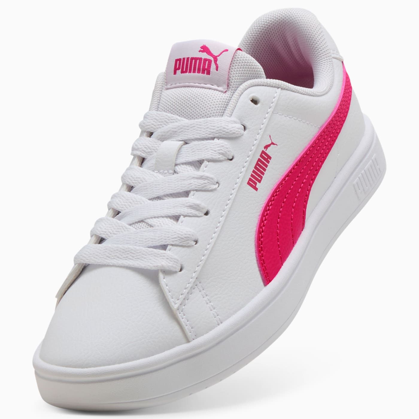 PUMA Rickie Classic Kids' Shoes - PUMA White-PUMA P - Angled Studio / Lifestyle Shot