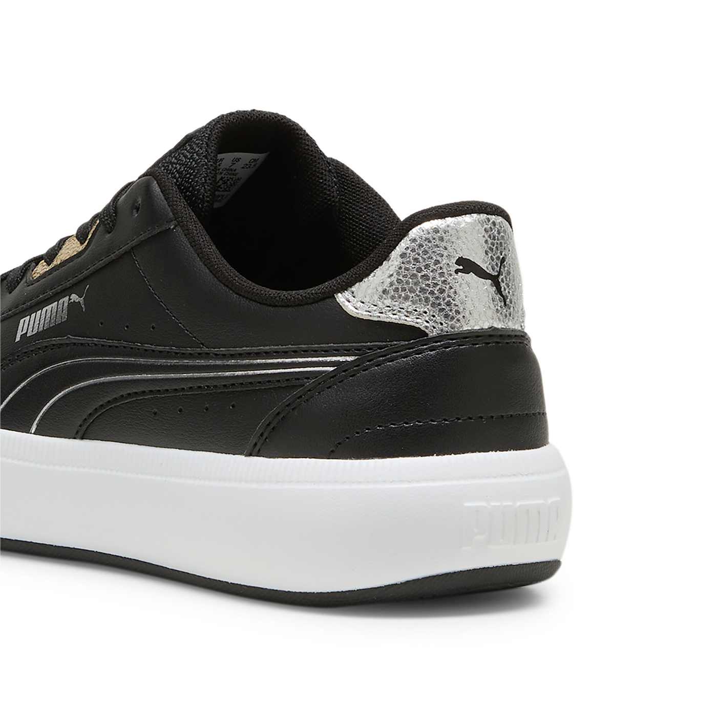 Tori Metallic Shine Black- Silv - Back / Heel View