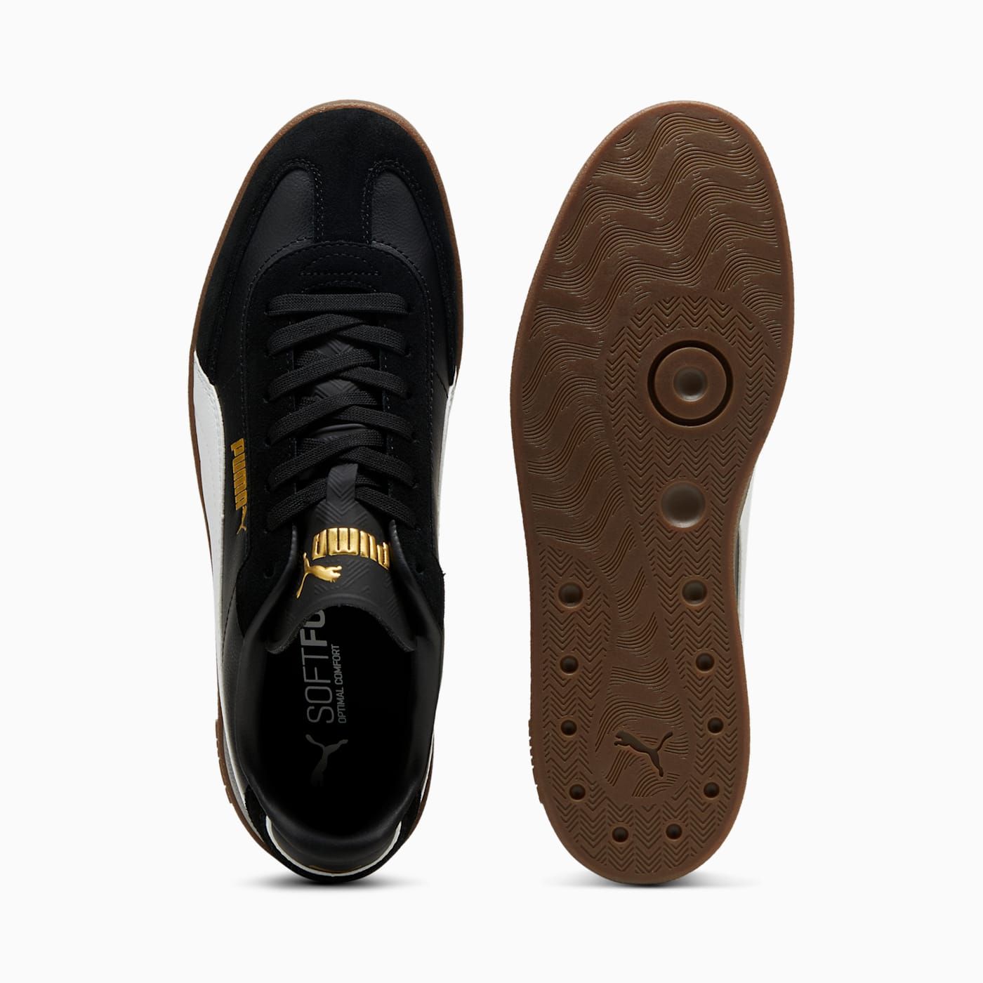 Puma Club II Era Men's Shoes - PUMA Black-PUMA White-P - Top View and Outsole