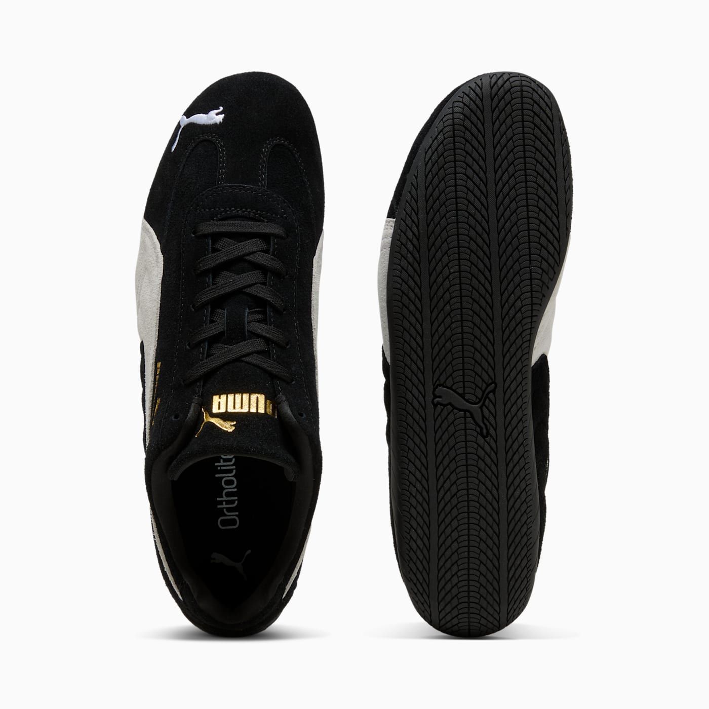 Speedcat OG Men's Shoes - PUMA Black-PUMA White - Top View and Outsole