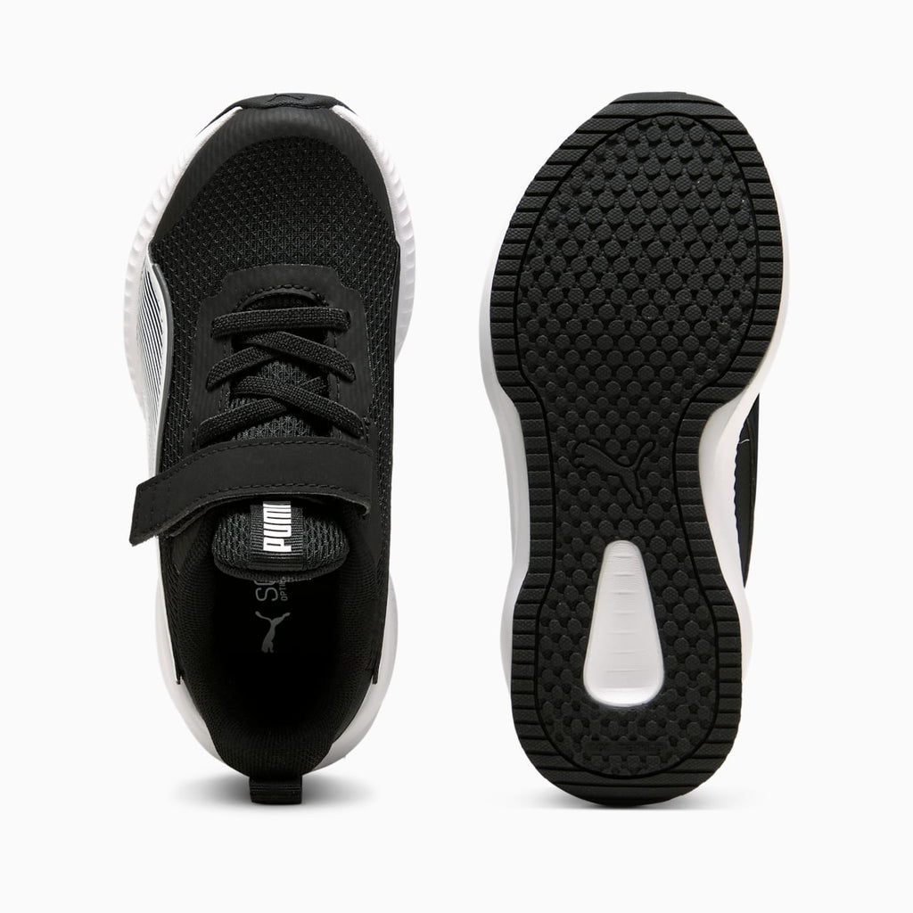 Flyer 3 AC+ Kids' Shoes - PUMA Black-PUMA White - Top View and Outsole