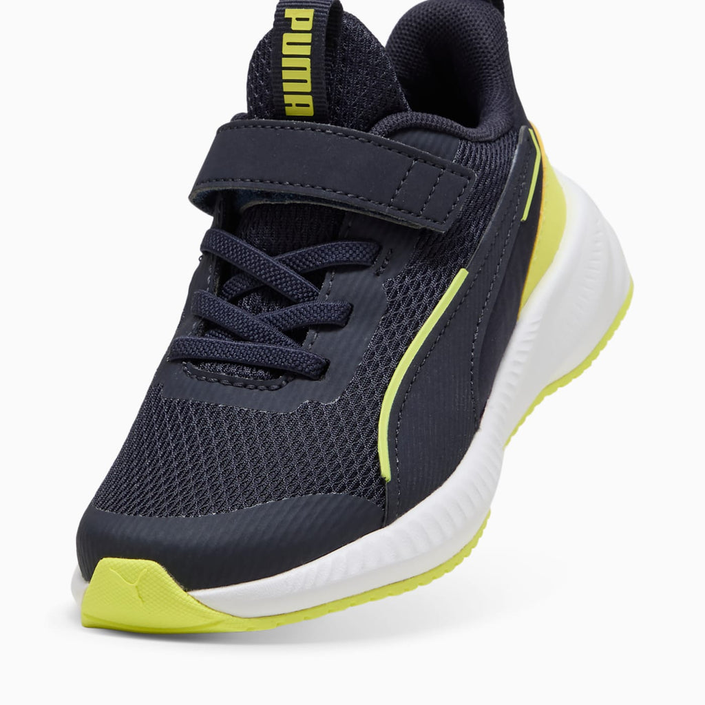 Flyer 3 AC+ Kids' Shoes - New Navy-Lemon Sherbert-P - Angled Studio / Lifestyle Shot
