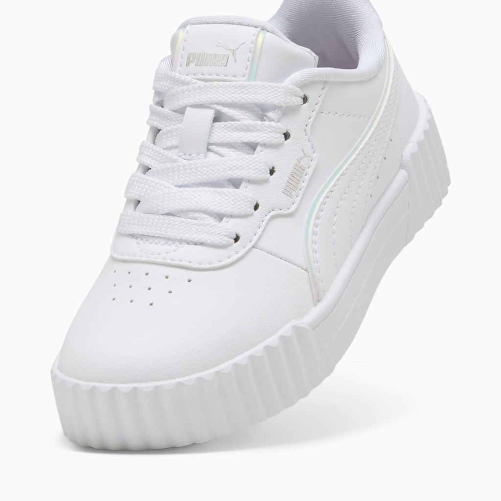Carina 3.0 Holo 2.0 Kids' Shoes - PUMA White-PUMA S - Angled Studio / Lifestyle Shot