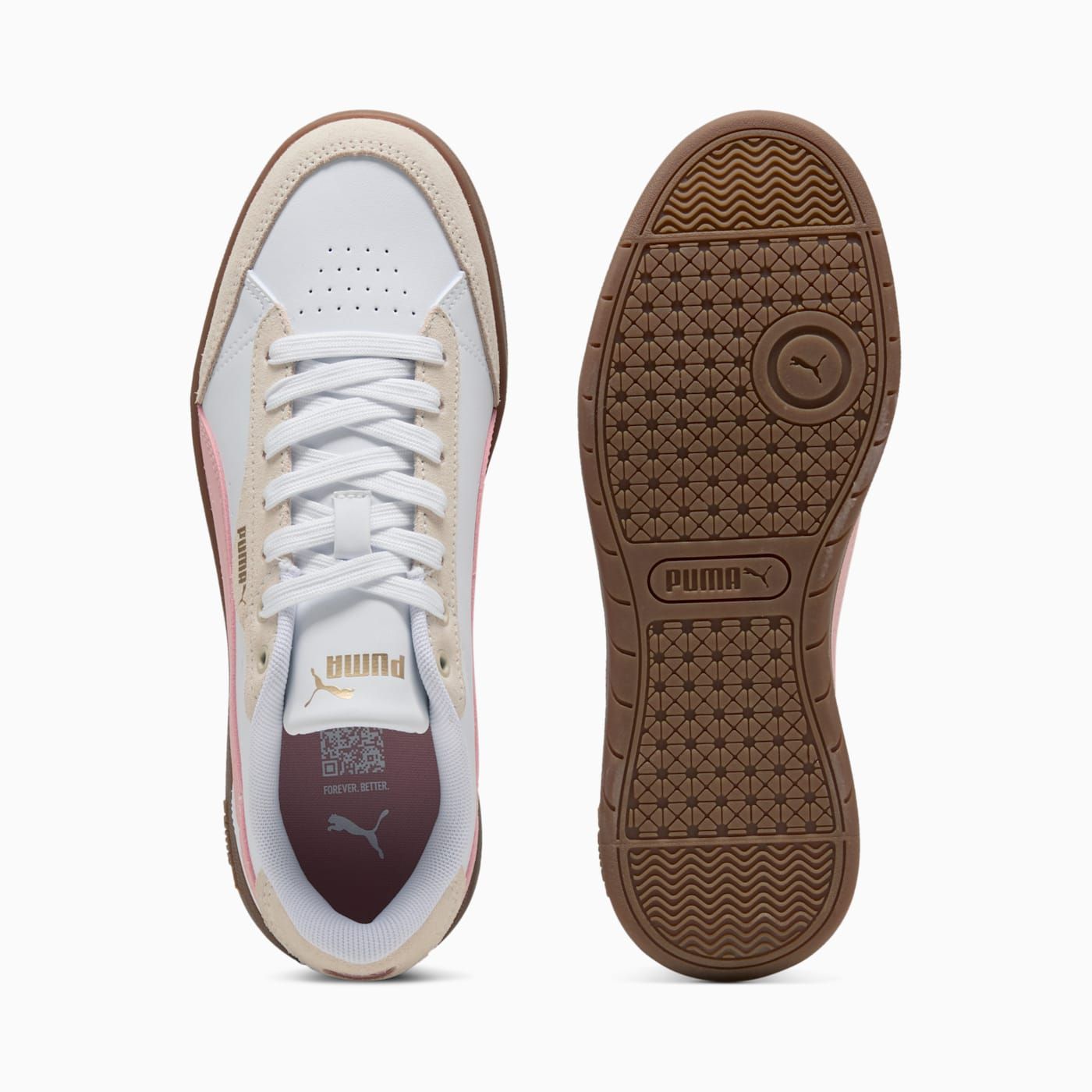 Vikky Star OG Women's Shoes - PUMA White-Rosy Outlook - Top View and Outsole